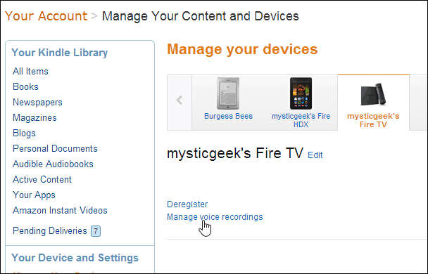 Odstráňte vzdialené hlasové nahrávky Amazon Fire TV