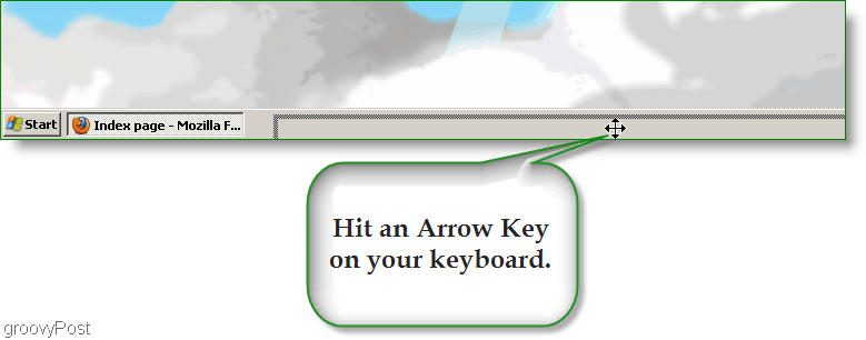 Screenshot systému Windows XP - Stlačením klávesu so šípkou vyhľadajte stratené okno