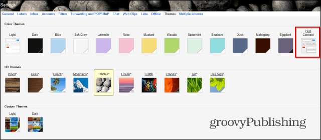 Téma Gmailu s vysokým kontrastom