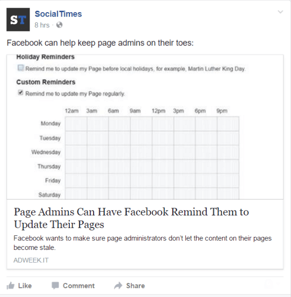 Facebook pridáva možnosť nastavovať pripomienky pre správcov stránok.