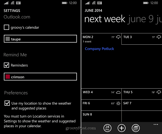 Kalendár systému Windows Phone 81
