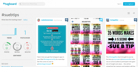 Pomocou služby Tagboard môžete nárokovať a kontrolovať svoje jedinečné hashtagy na Instagrame. 