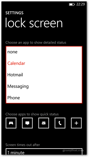 Windows Phone 8 prispôsobuje podrobný stav aplikácie uzamknutej obrazovky