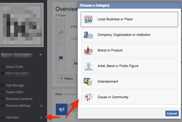 facebook stránka zvoliť obchodnú kategóriu