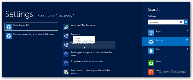 Ako vytvoriť Windows 8 Recovery Flash Drive