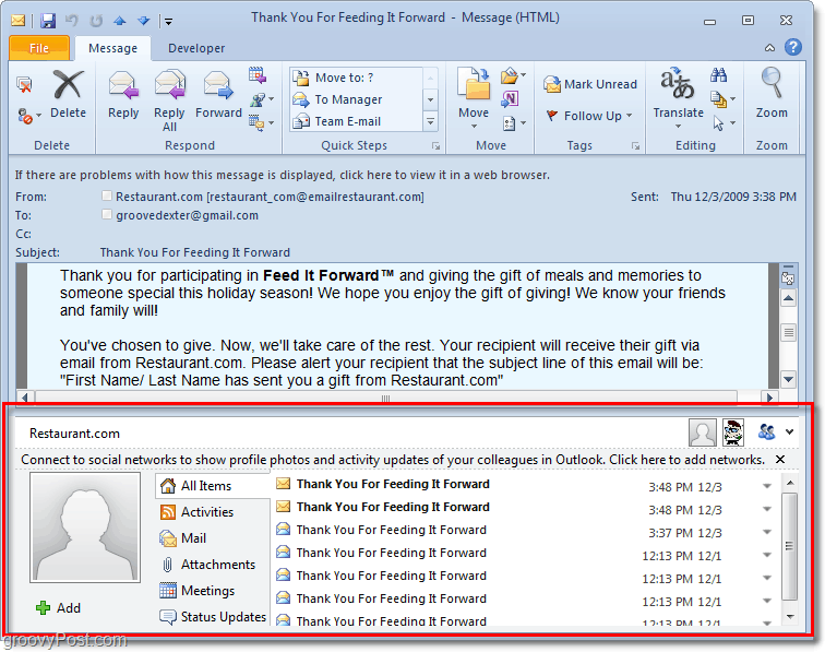 Ako zakázať panel ľudí v programe Outlook 2010