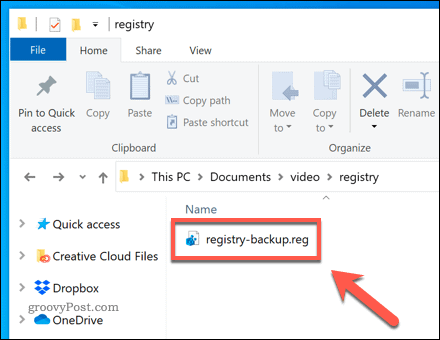 Otvorte záložný súbor registra Windows