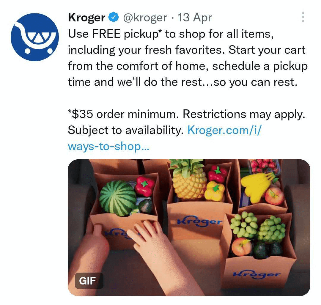 obrázok tweetu Kroger s GIF