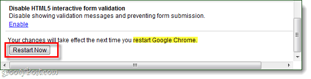 reštartujte prehliadač Chrome a uložte zmeny