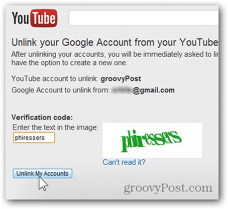 Prepojte účet YouTube s novým účtom Google - Kliknite na položku Zrušiť prepojenie účtov