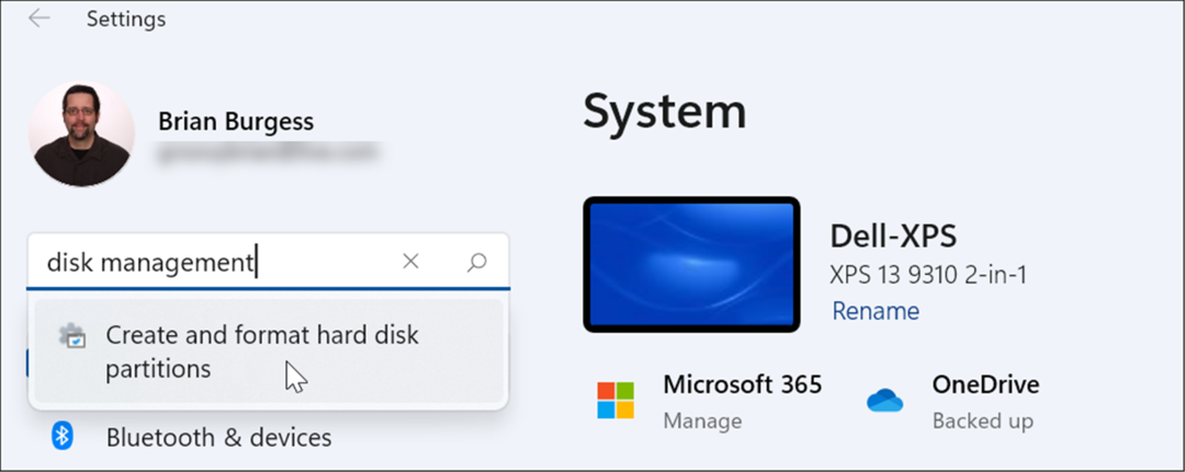 otvorte správu diskov v nastaveniach systému Windows 11