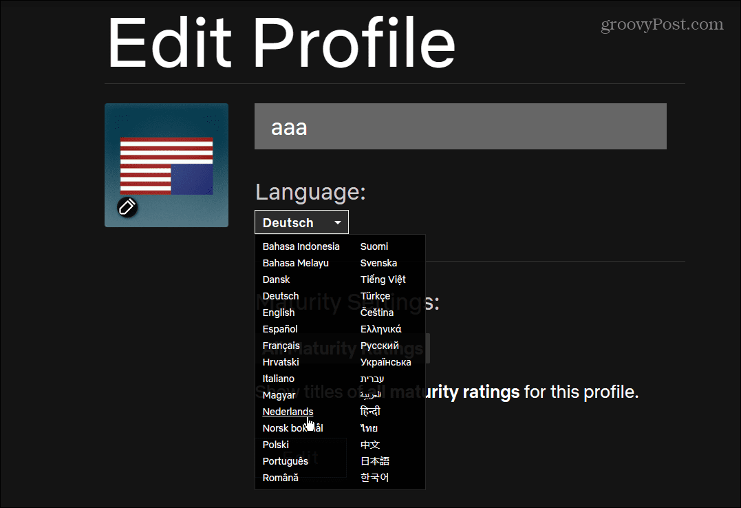 Jazyk úprav profilov