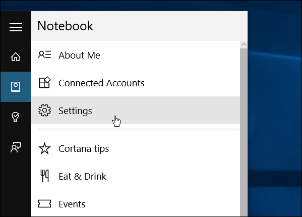 Notebook Cortana Windows 10