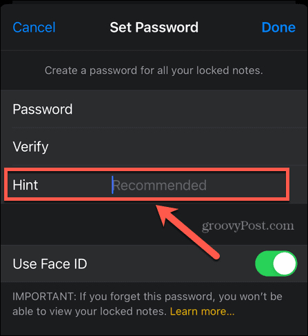 iphone zadajte nápovedu pre heslo