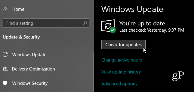 Windows 10 Skontrolujte aktualizácie