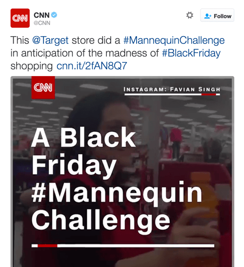 Televízia CNN zdieľala video spoločnosti Target, ktoré využilo dva trendy na Twitteri.