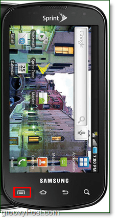 tlačidlo ponuky Samsung Galaxy Epic 4g pre Android