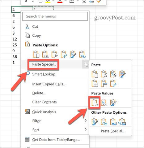 excel vložiť špeciálne hodnoty