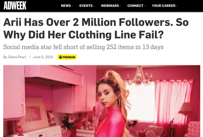 Influencer Instagramu Arri s 2 miliónmi sledovateľov nedokázal predať líniu oblečenia