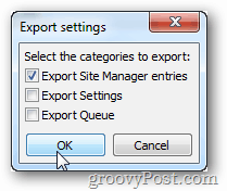Exportovať položky správcu stránok