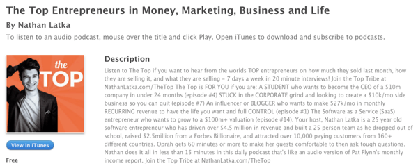Podcast najlepších podnikateľov Nathana Latku v iTunes.
