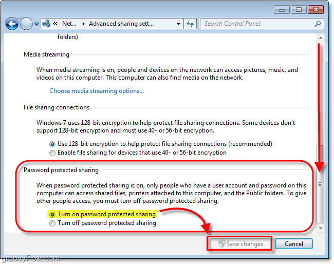 povoliť ochranu lokálne zdieľaných súborov heslom v systéme Windows 7