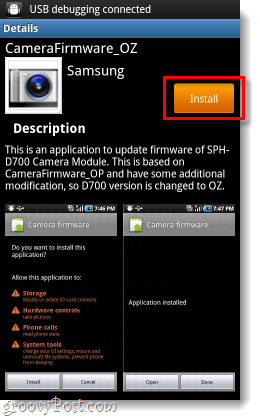 Inštalátor aktualizácie firmvéru kamery Samsung