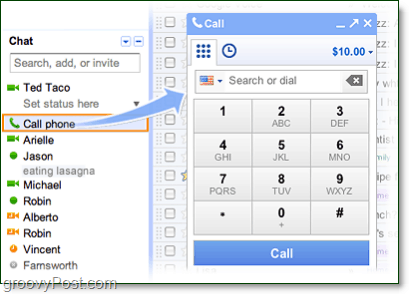 volať telefóny z Google Voice gmail
