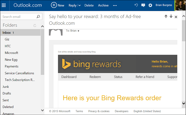 Výhľad Bing Rewards bez reklám