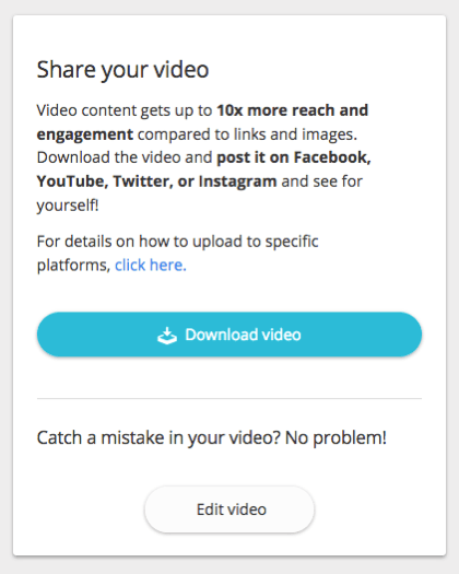Môžete si stiahnuť svoje video a zdieľať ho na svojom webe a v kanáloch sociálnych médií.