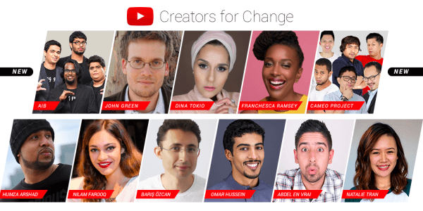 YouTube predstavuje nových veľvyslancov a zdroje autorov pre zmenu.