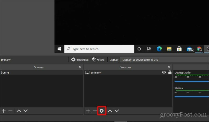 ikona ozubeného kolieska pre zdroje videa