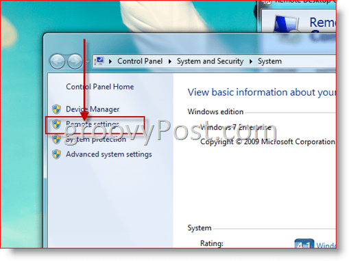 Windows 7 - Otvorte konfiguráciu vzdialených nastavení pre RDP