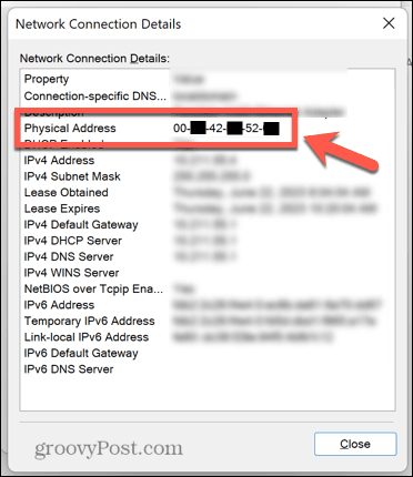 MAC adresa ovládacieho panela systému Windows 11