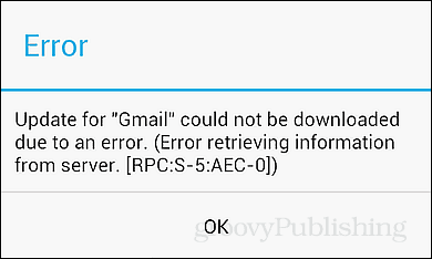 RPC: S-5: Snímka obrazovky chyby AEC-0