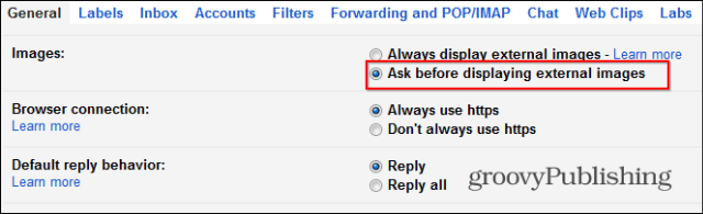 Ako vypnúť Gmail Automatické načítanie obrázkov