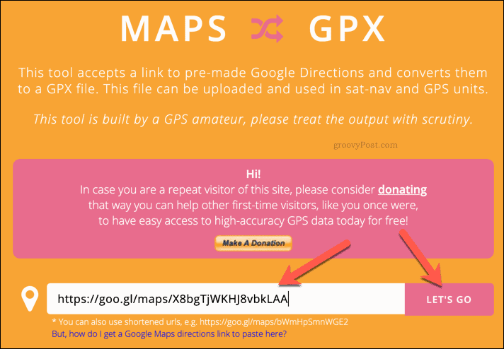 Vytvorenie súboru GPX pomocou MapstoGPX