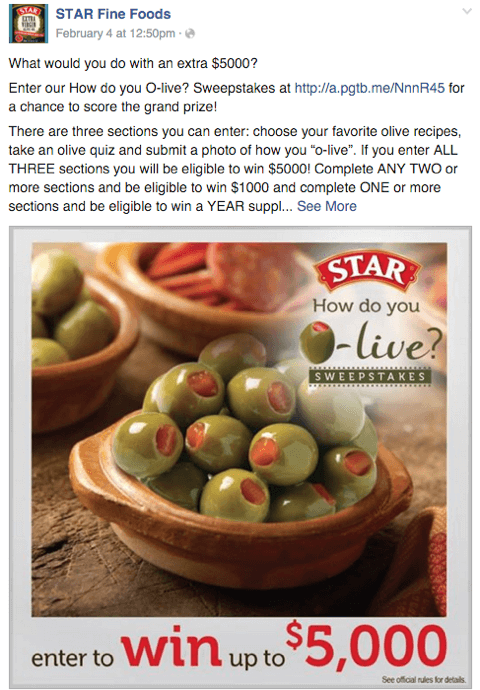 star olives facebook súťažný príspevok
