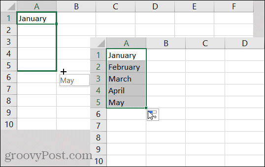 Mesiace automatického dopĺňania v programe Excel