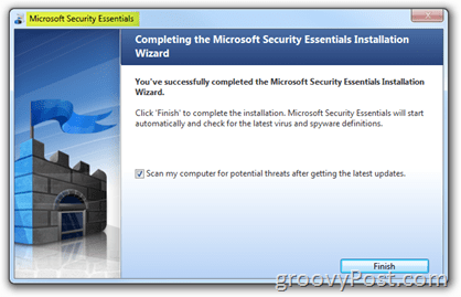 Inštalácia Microsoft Security Essentials