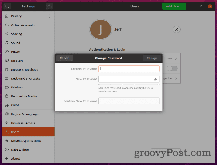 Ubuntu Zmeniť heslo