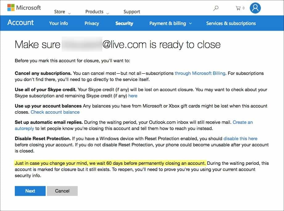 Ako natrvalo odstrániť účet služby Hotmail, Windows Live a Outlook