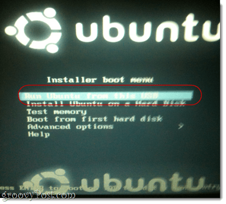 spustiť ubuntu z tohto USB