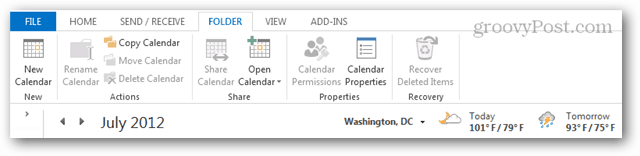 Outlook zdieľať kalendár a bar počasia