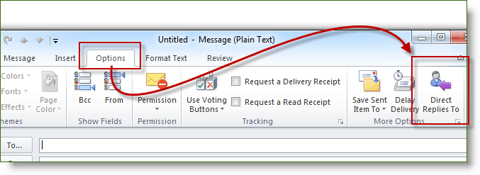 V programe Outlook 2010 kliknite na položku Možnosti a na položku Priame odpovede