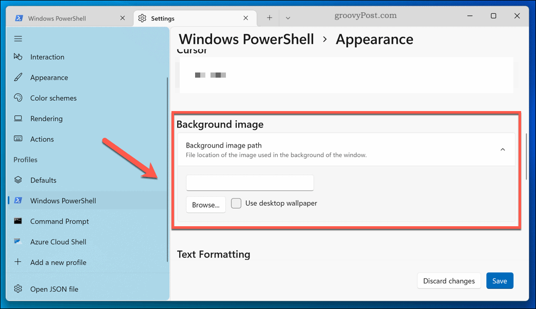 Použitie nového pozadia na terminálovú aplikáciu Windows 11