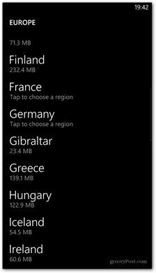 Windows Phone 8 mapuje dostupné krajiny