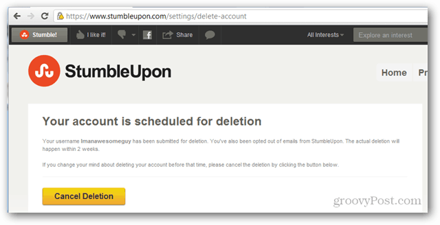 Stumbleupon účet naplánovaný na odstránenie