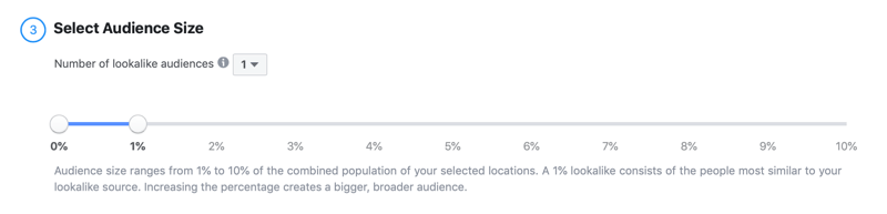 vyberte veľkosť publika pre Facebook