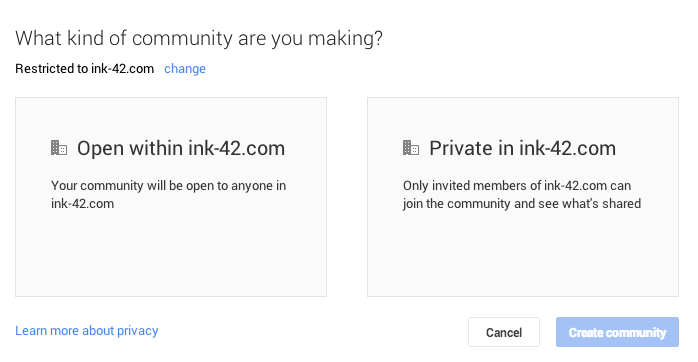 komunita obmedzená na google +